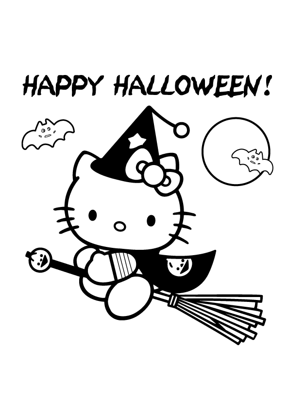 Hello kitty halloween coloring pages