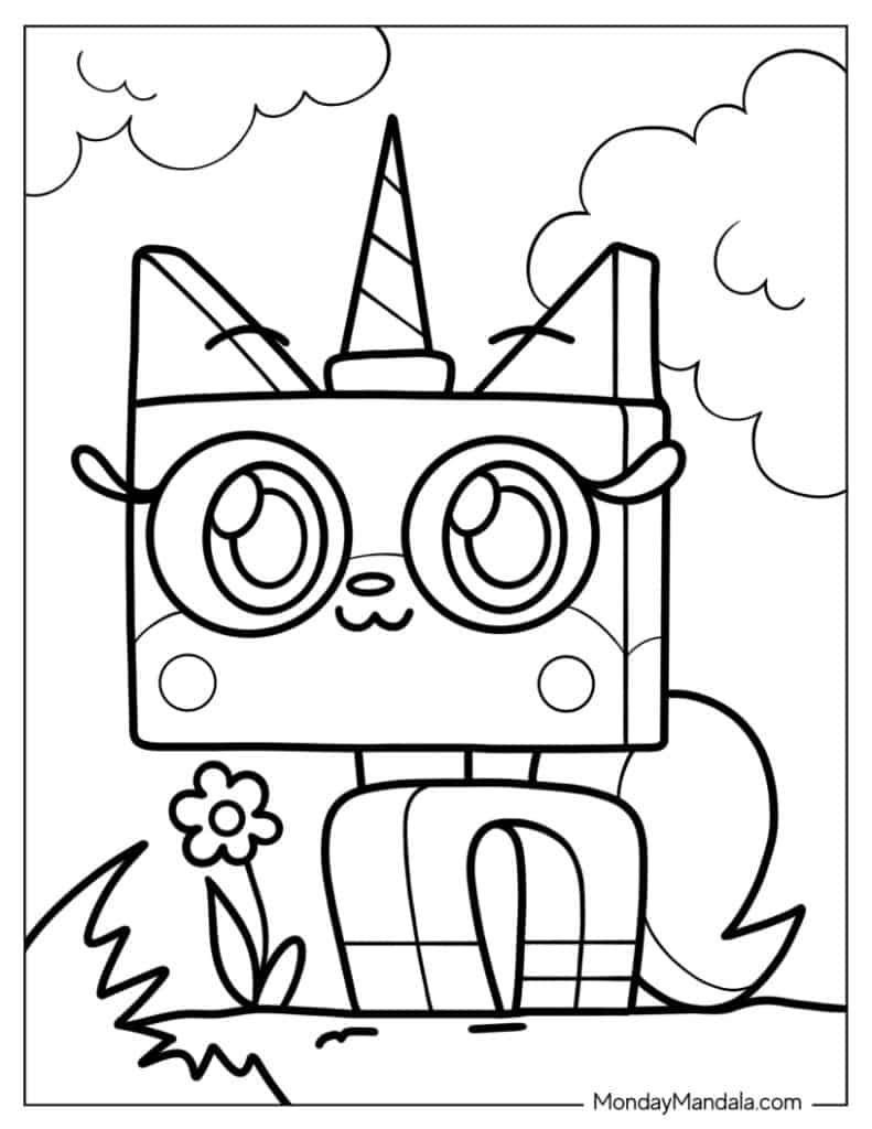 Unicorn cat coloring pages free pdf printables