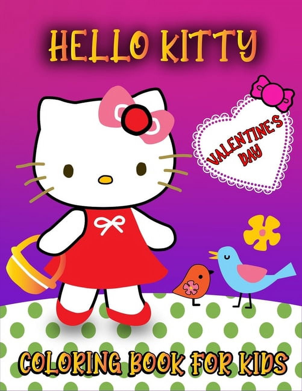 Hello kitty valentines day coloring book for kids lovely petterns of hello kitty unique present for valntine girl teen and kitty fans paperback