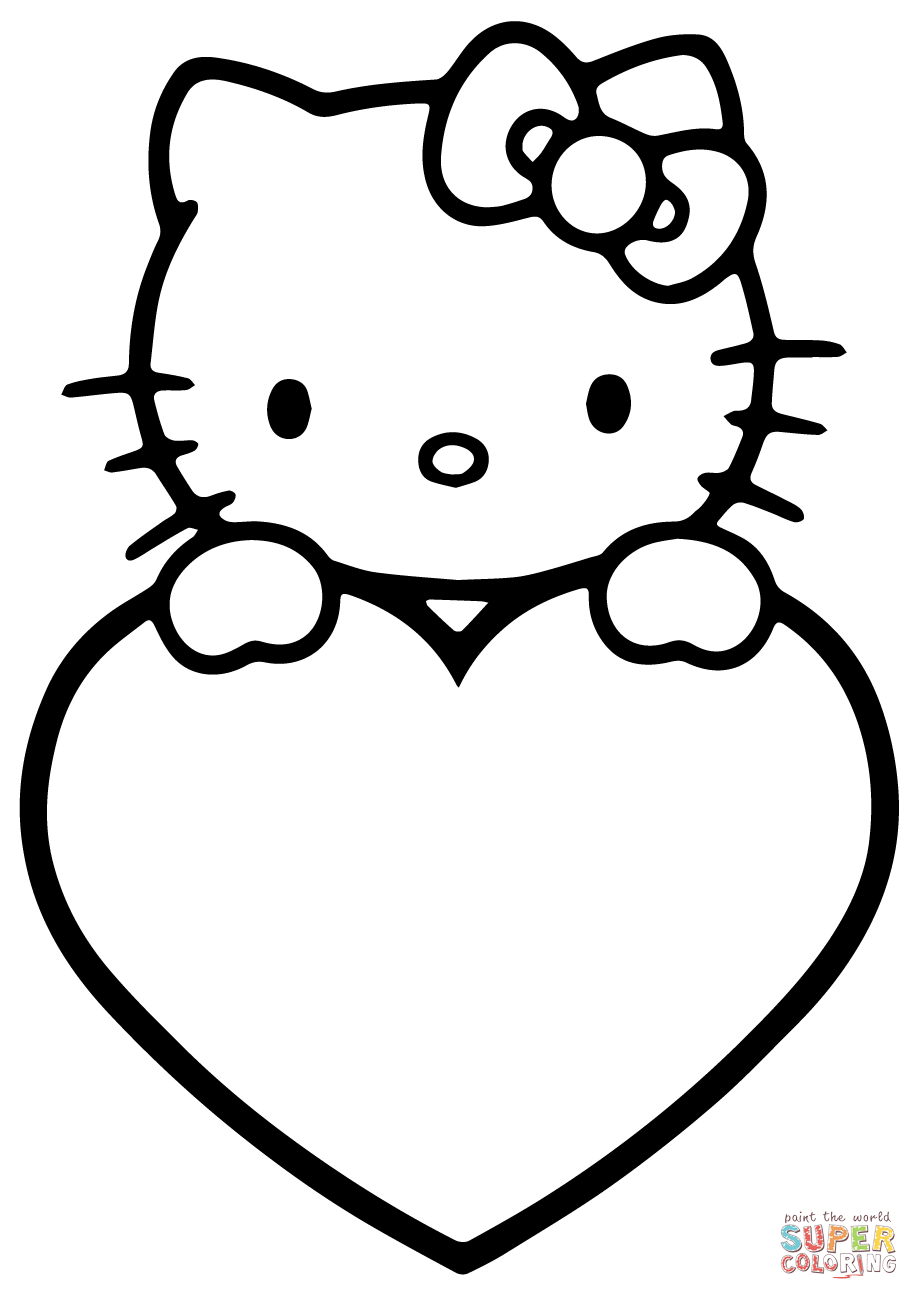 Valentines day hello kitty coloring page free printable coloring pages