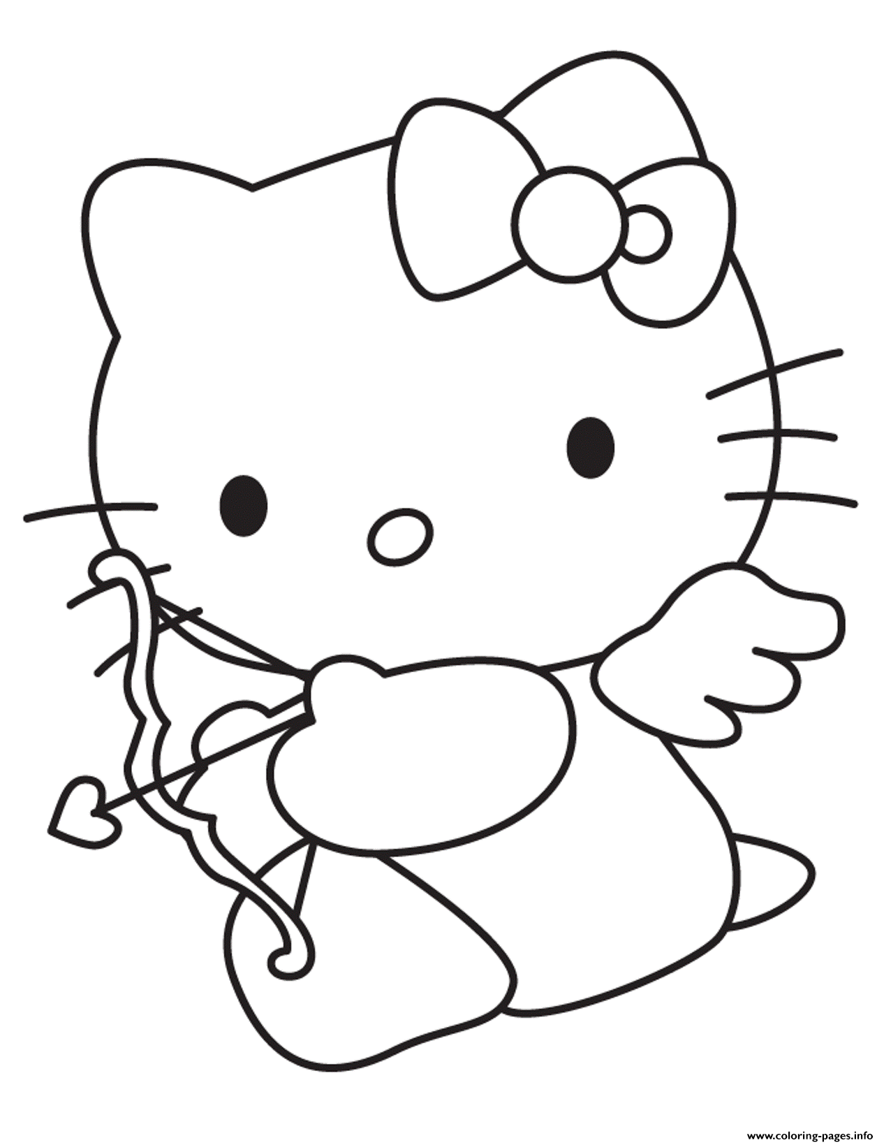 Cupid hello kitty valentine s coloring page printable