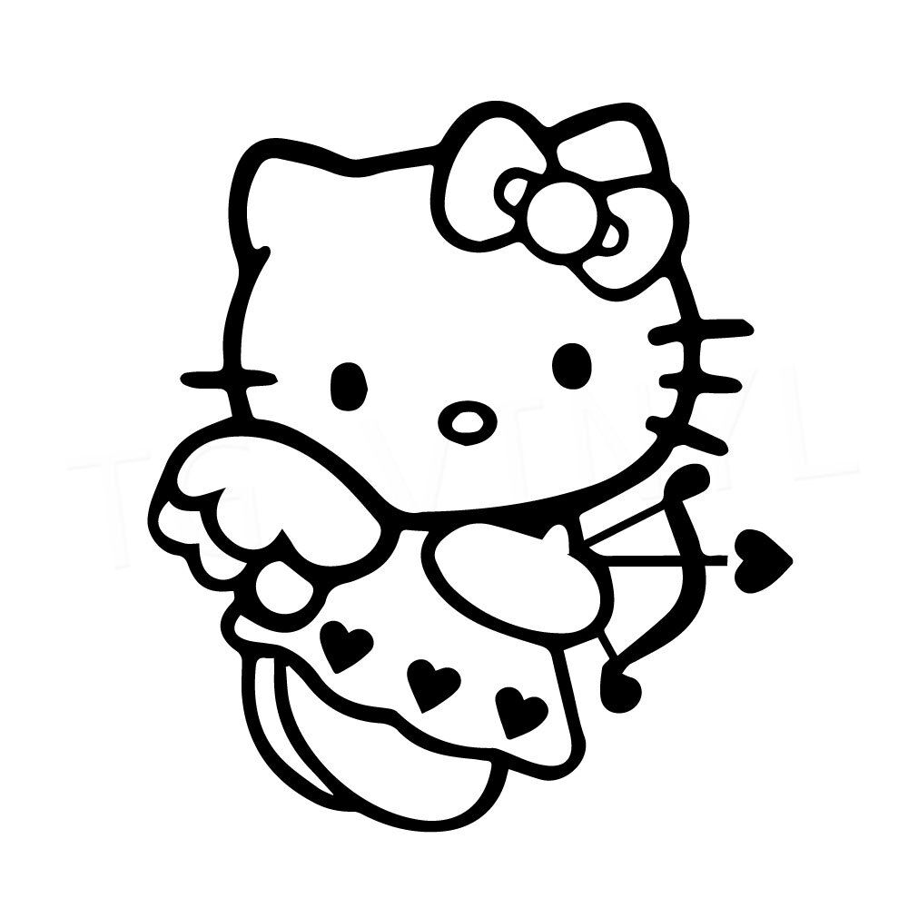 Hello kitty cupid vinyl decal sticker car window laptop love heart valentine