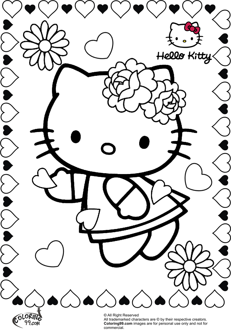 Hello kitty valentine coloring pages team colors