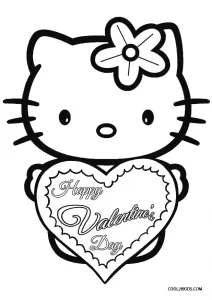 Free printable hello kitty valentine coloring pages for kids