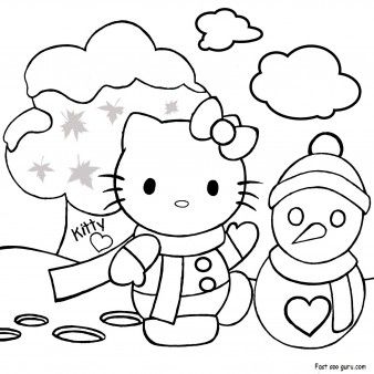 Print out merry christmas hello kitty loring pages