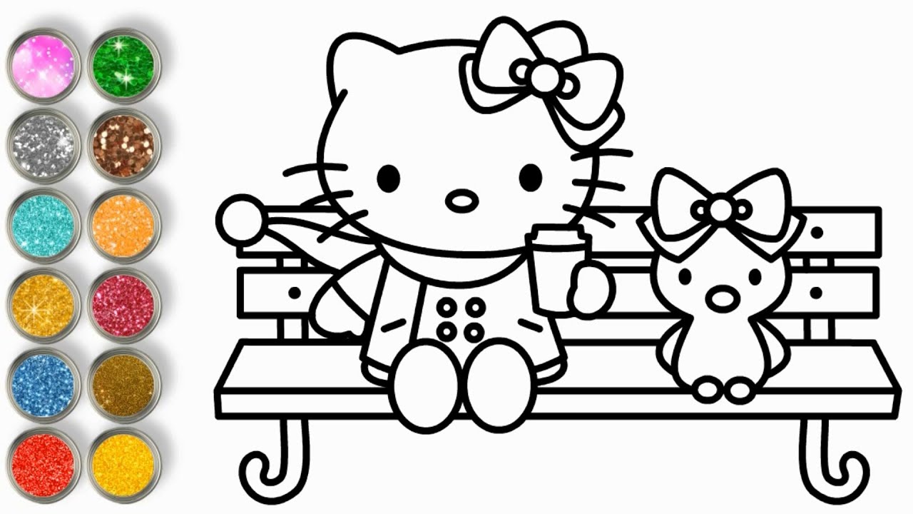 How to draw hello kitty winter holiday edition ð glitter coloring pages for kids ð