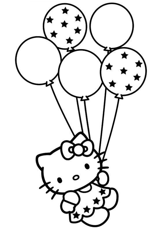 Hello kitty birthday coloring pages