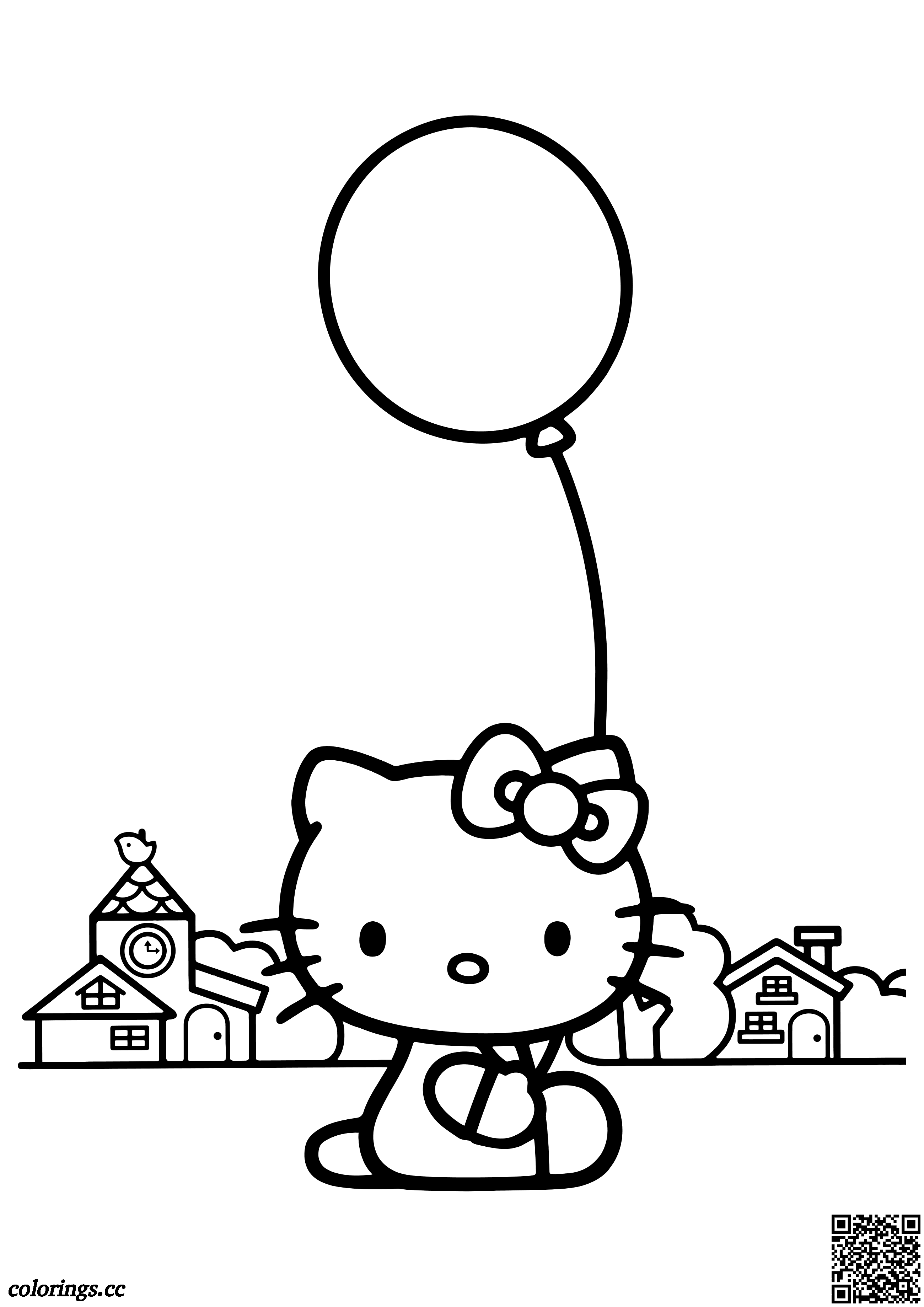 Kitty with a balloon coloring pages hello kitty coloring pages