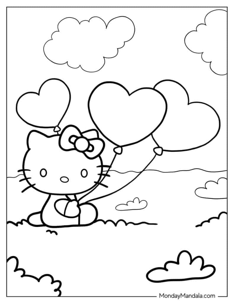 Hello kitty coloring pages free pdf printables