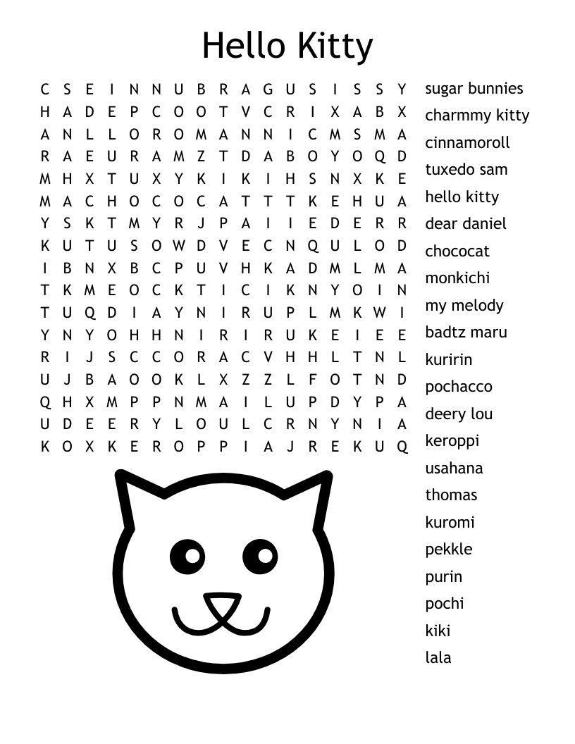 Hello kitty word search