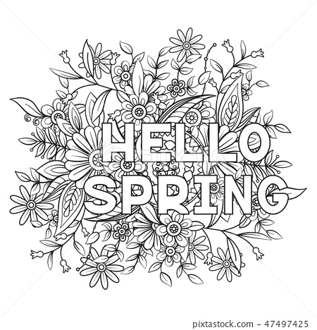 Hello spring coloring page