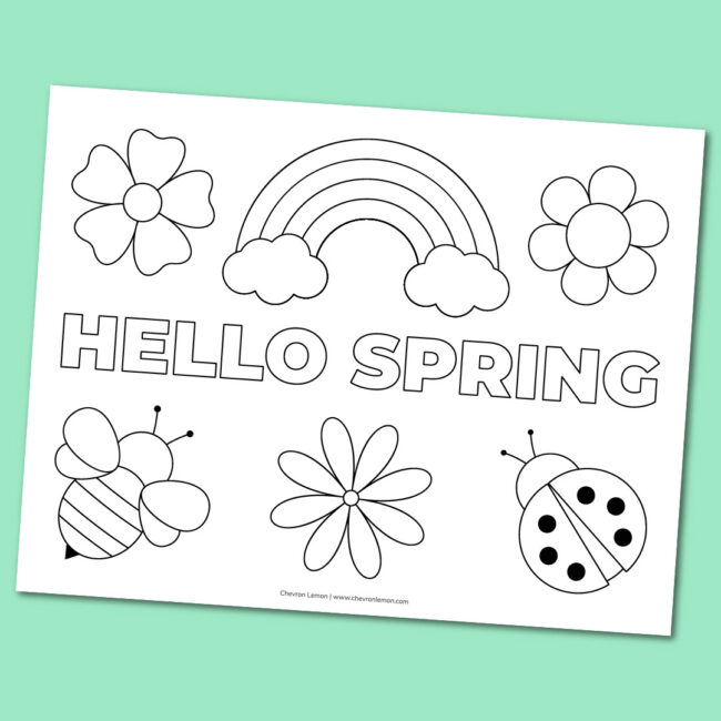 Printable hello spring coloring page fun family crafts