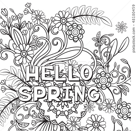 Hello spring coloring page