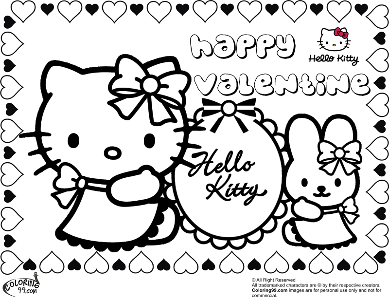 Hello kitty valentine coloring pages team colors