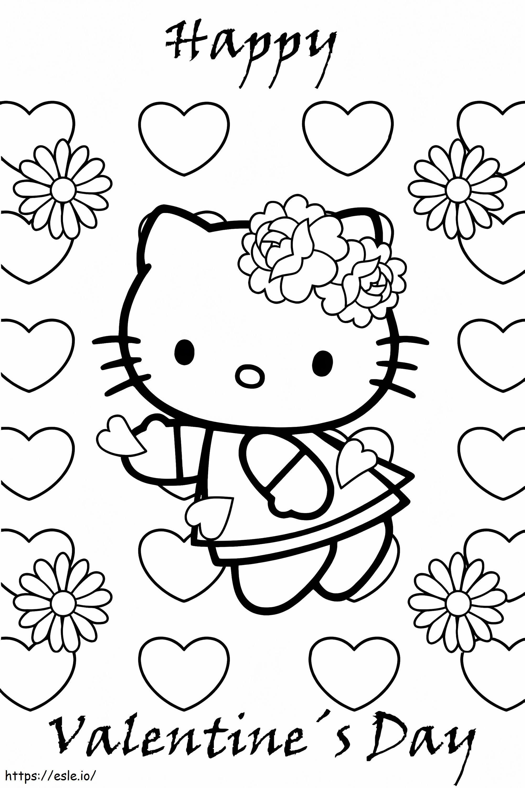 Hello kitty valentine card coloring page