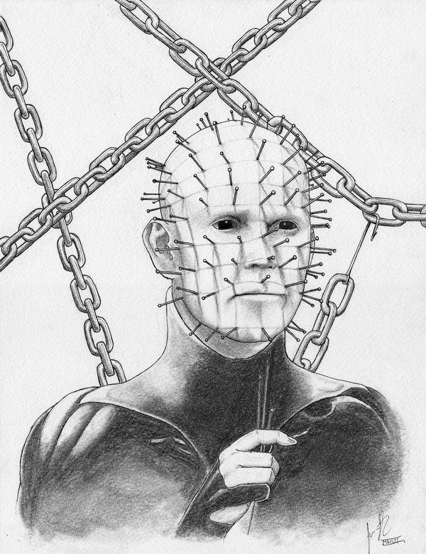 Pinhead sketch horror movie tattoos horror drawing kitty coloring