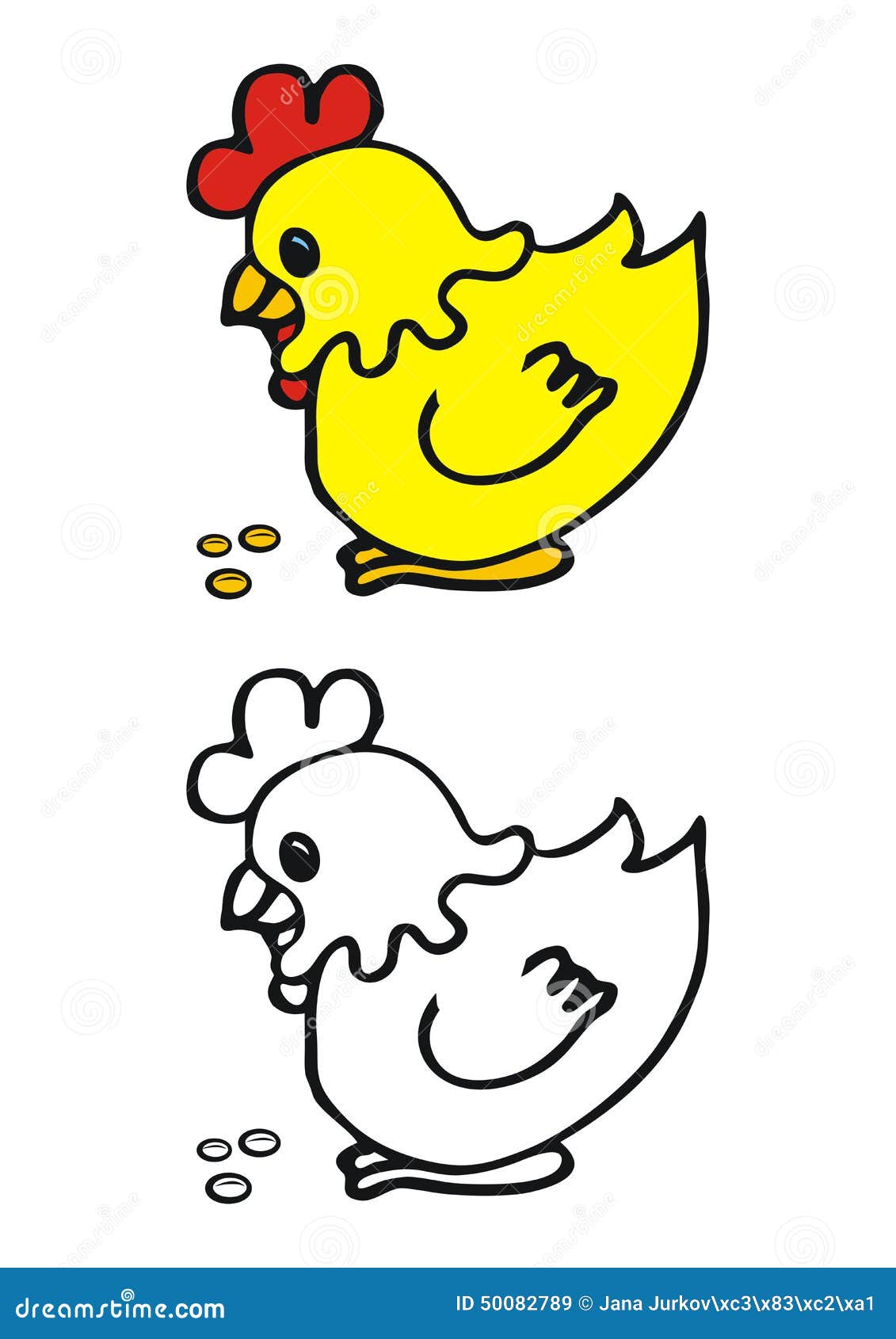 Hen coloring page eps stock vector illustration of cartoon