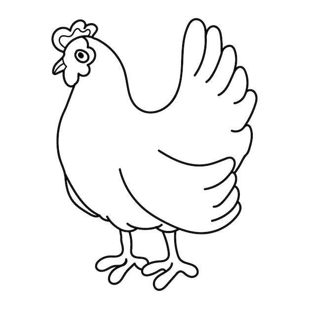 Premium vector vector kids coloring pages cute hen character vector illustration eps and image