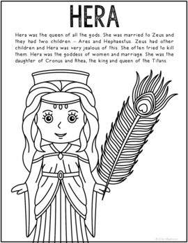 Hera greek mythology coloring page greek god ancient history activity