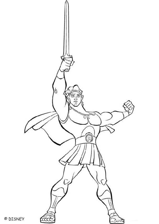 Hercules with a sword coloring pages