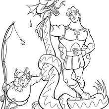 Hercules and dragon coloring pages