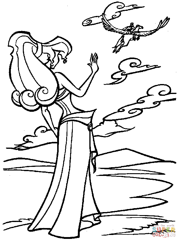 Hercules is flying away coloring page free printable coloring pages