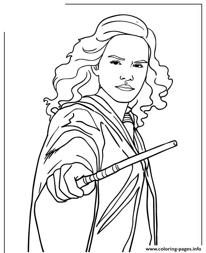 Print harry potter hermione granger holding wand coloring pages harry potter coloring pages harry potter colors harry potter drawings