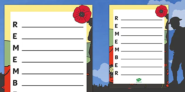 Acrostic poem for remembrance day