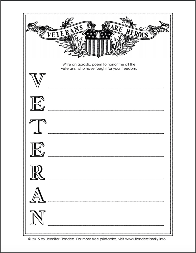 Free veterans day printables