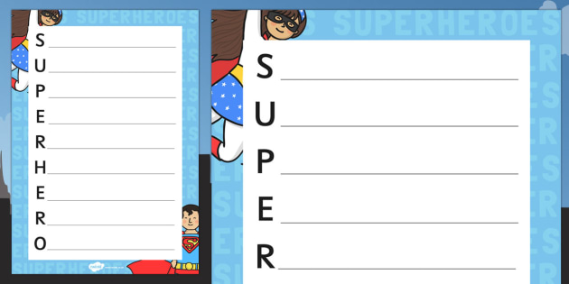 Superhero themed acrostic poem teacher