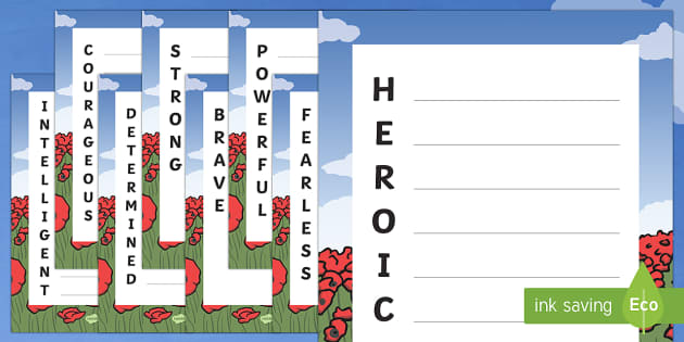 Heroic qualities acrostic poem teacher made