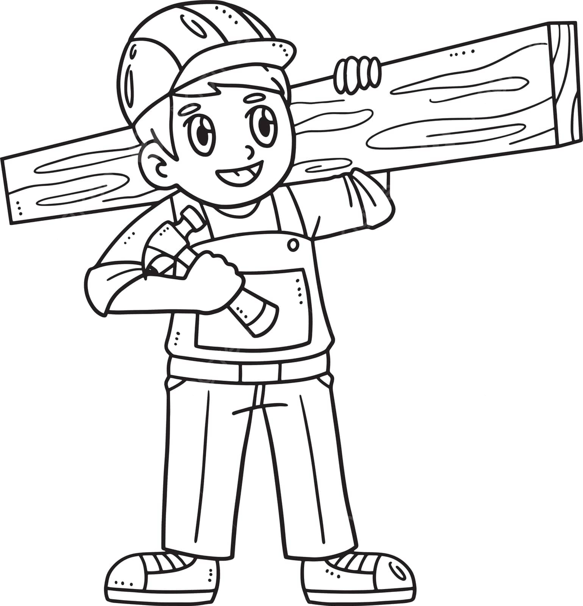 Dibujo de carpintero llevando madera contrachapada aislado pãgina para colorear color vector png dibujos dibujo del coche dibujo de anillo dibujo en color png y vector para dcargar gratis