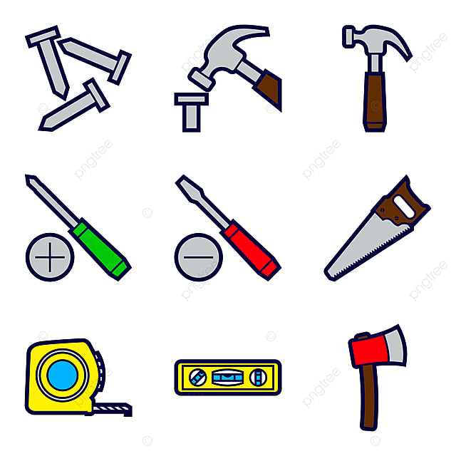 Conjunto de iconos de color de diferent herramientas de carpinterãa png dibujos carpenter carpinterãa clavos png y vector para dcargar gratis