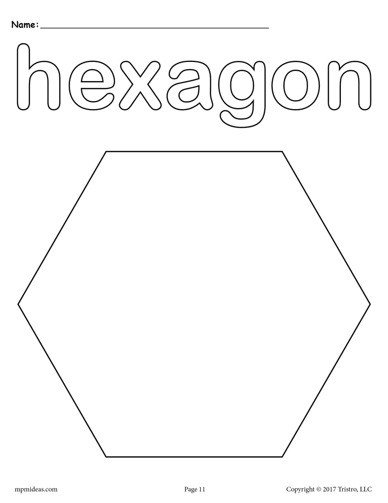 Hexagon worksheets tracing coloring pages cutting more â