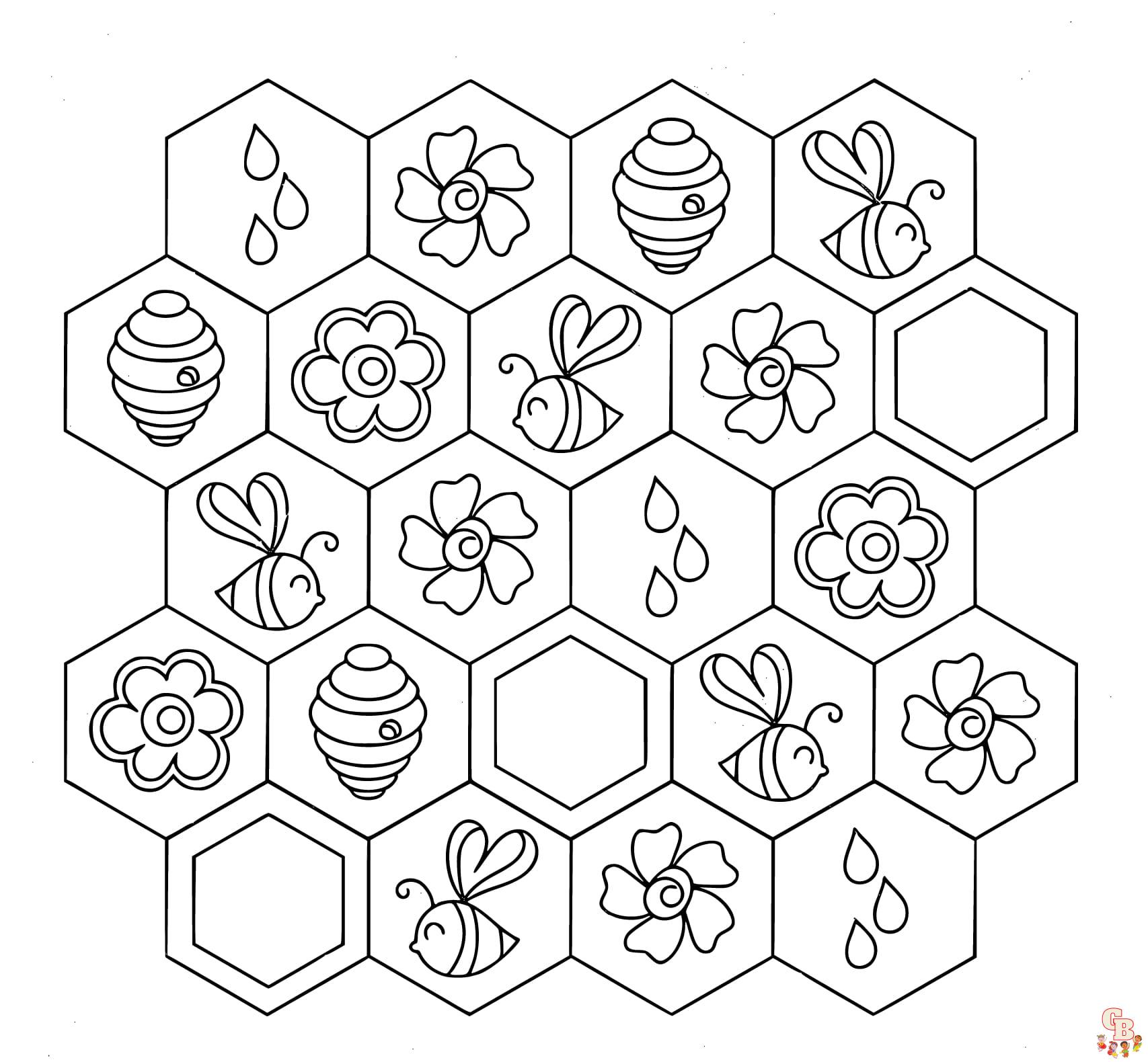 Printable hexagon coloring pages free for kids and adults