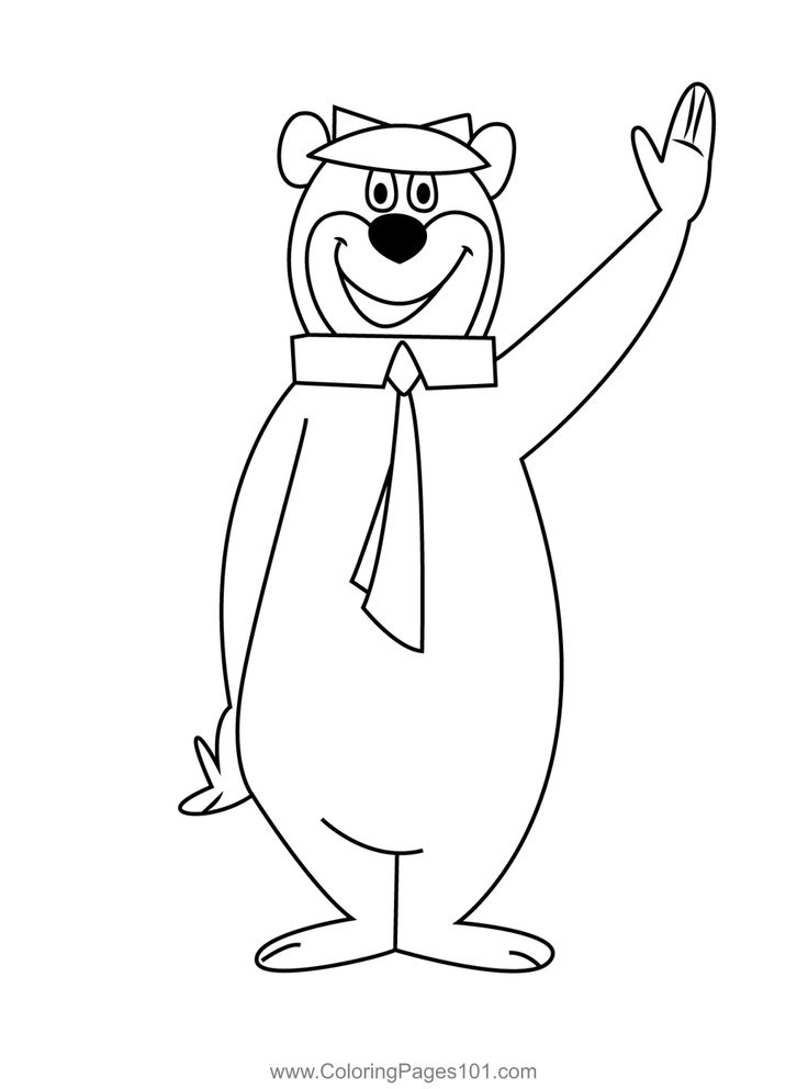 Yogi bear say hi coloring page bear coloring pages god illustrations coloring pages