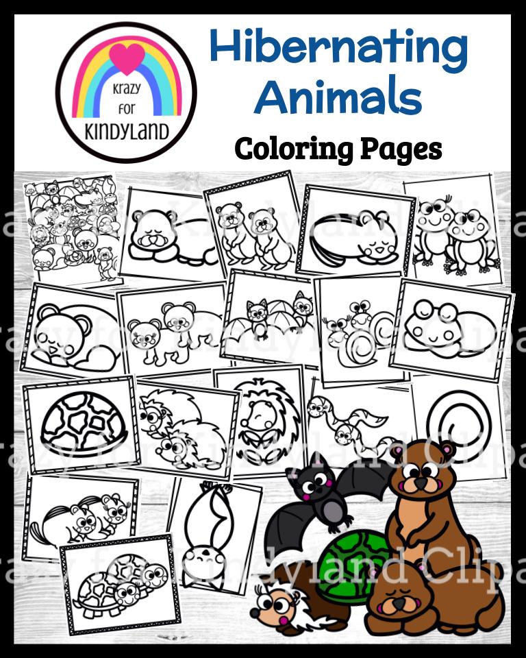 Hibernating animals coloring pages booklet groundhog bear hedgehog snake