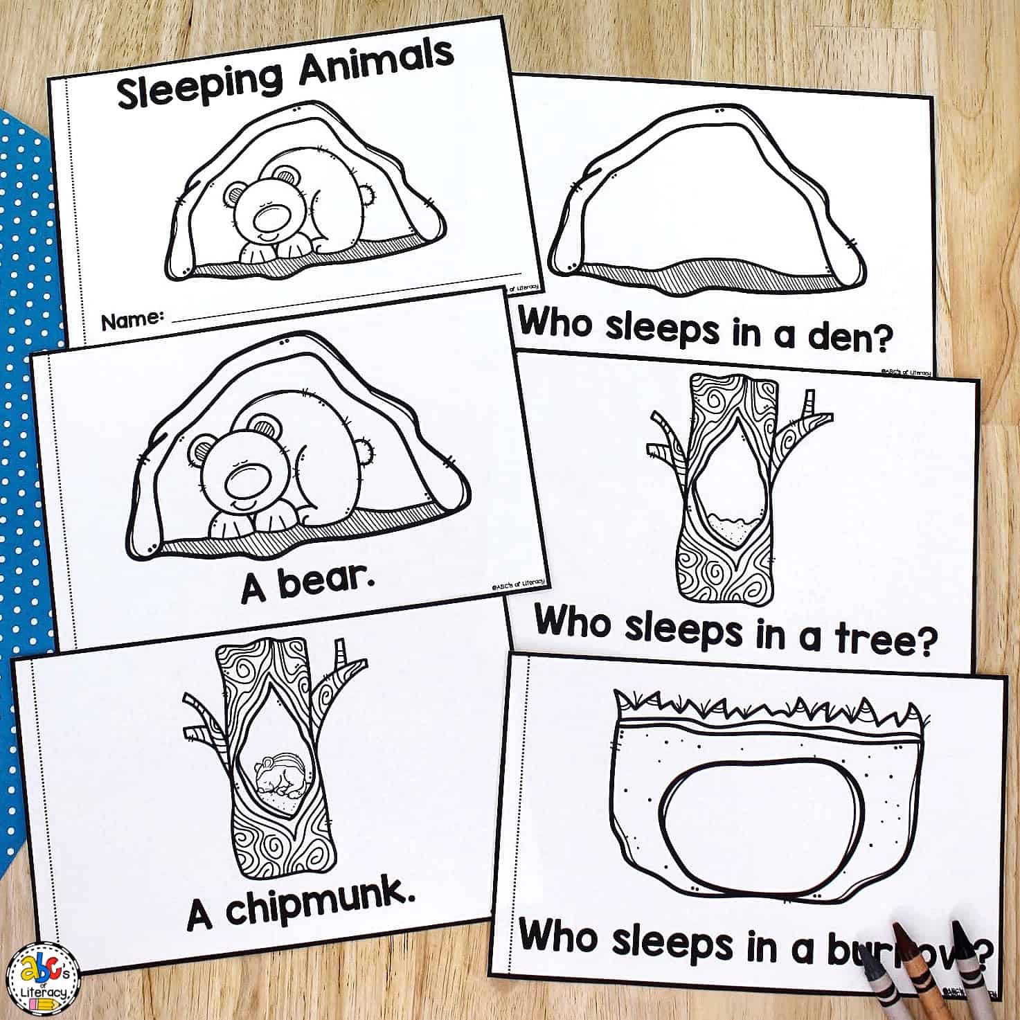 Hibernating animals printable book