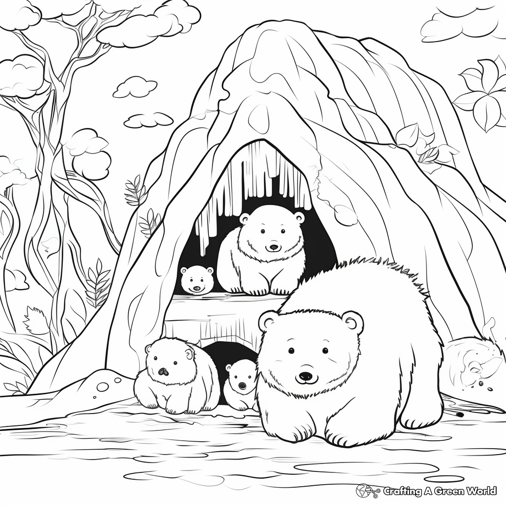 Hibernating bear coloring pages