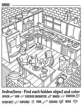 Kitchen picture search coloring page by aan frazier tpt