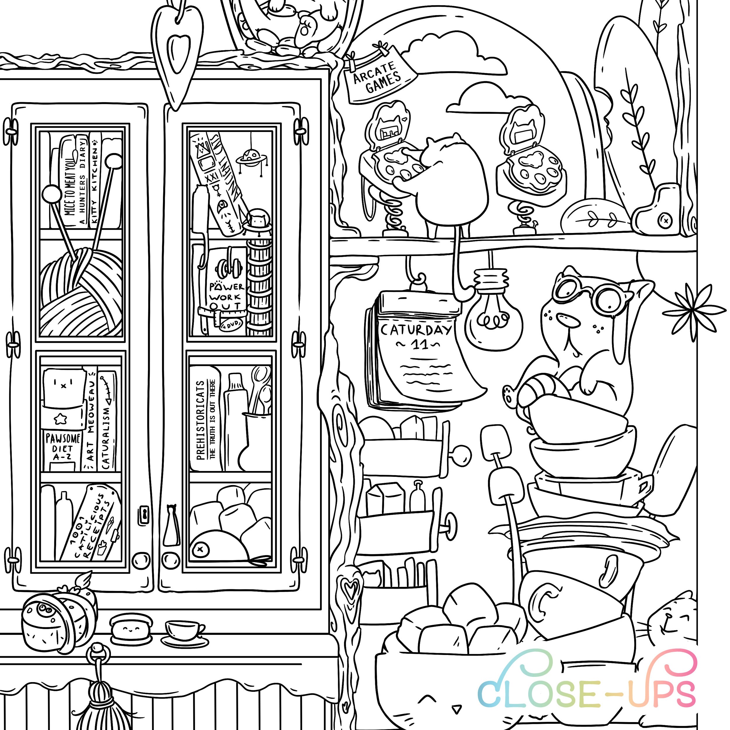 Cats adult coloring page no spring pdf printable kittens cute kawaii doodle kitty digi stamp digital download illustrated by jen katz