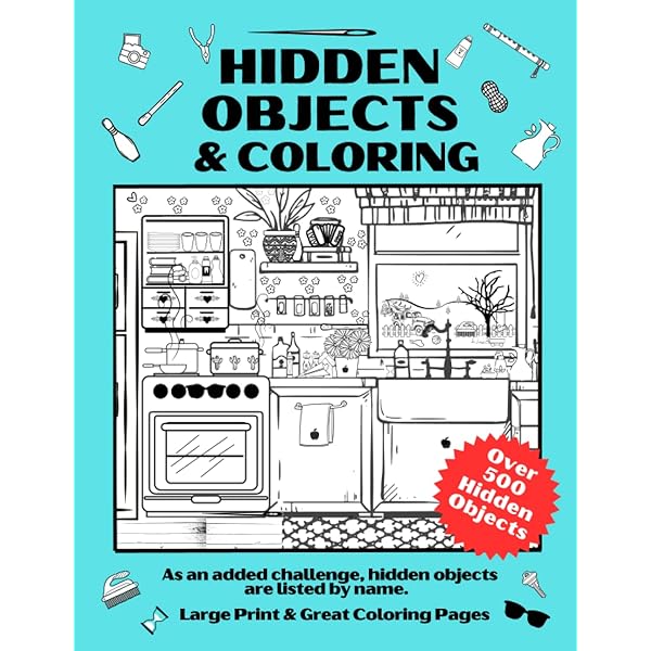 Hidden objects and coloring double the fun activity book with black