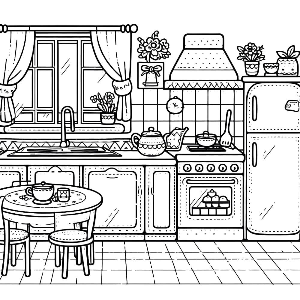 Kitchen coloring pages