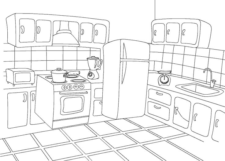 Color kitchen free coloring pages for preschooler and kindergartener coloring pages free coloring pictures house colouring pages