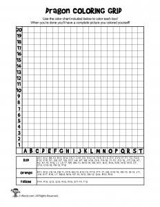 Mystery picture grid coloring pages