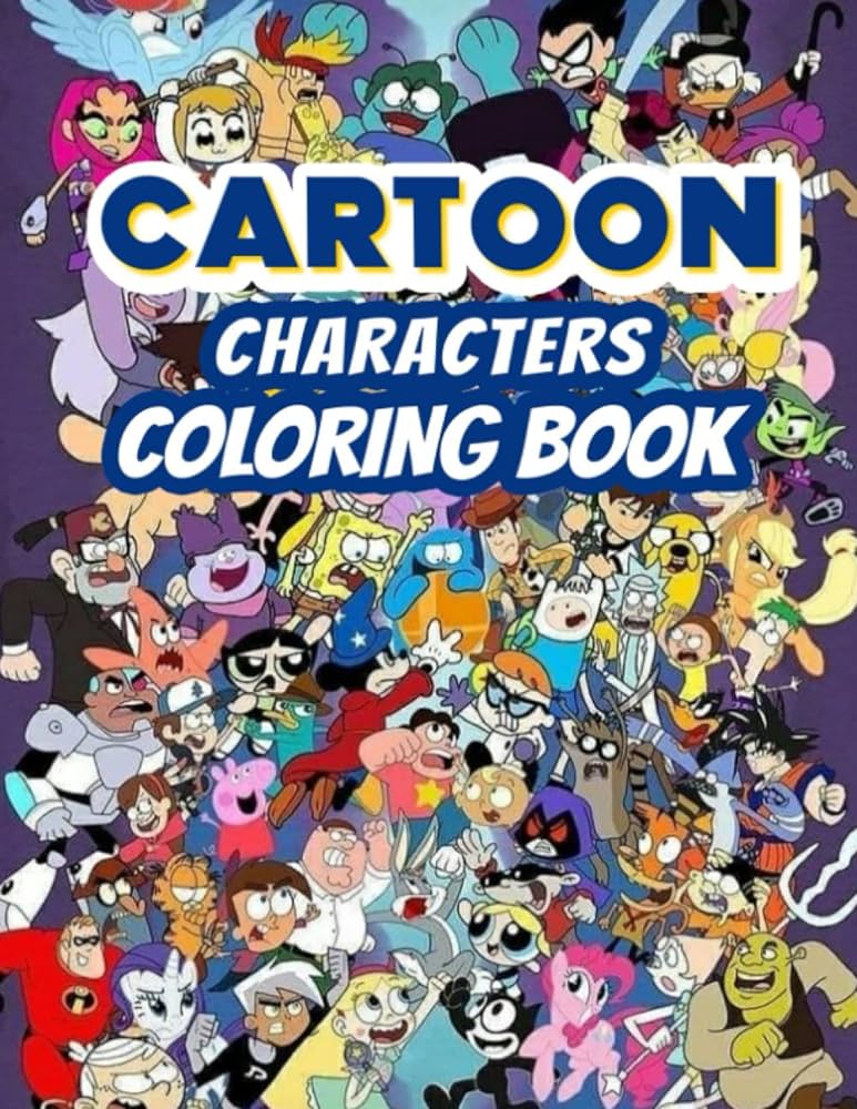 Cartoon characters coloring book coloring book with beautiful and high