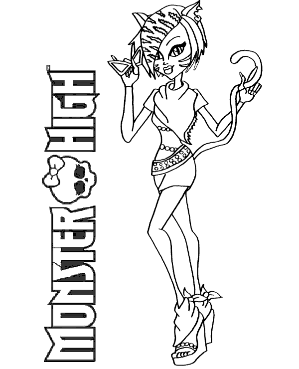 Monster high character and logo coloring sheet