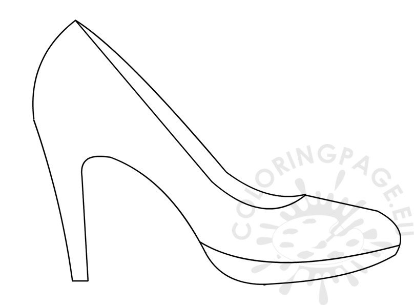 High heel shoe template coloring page