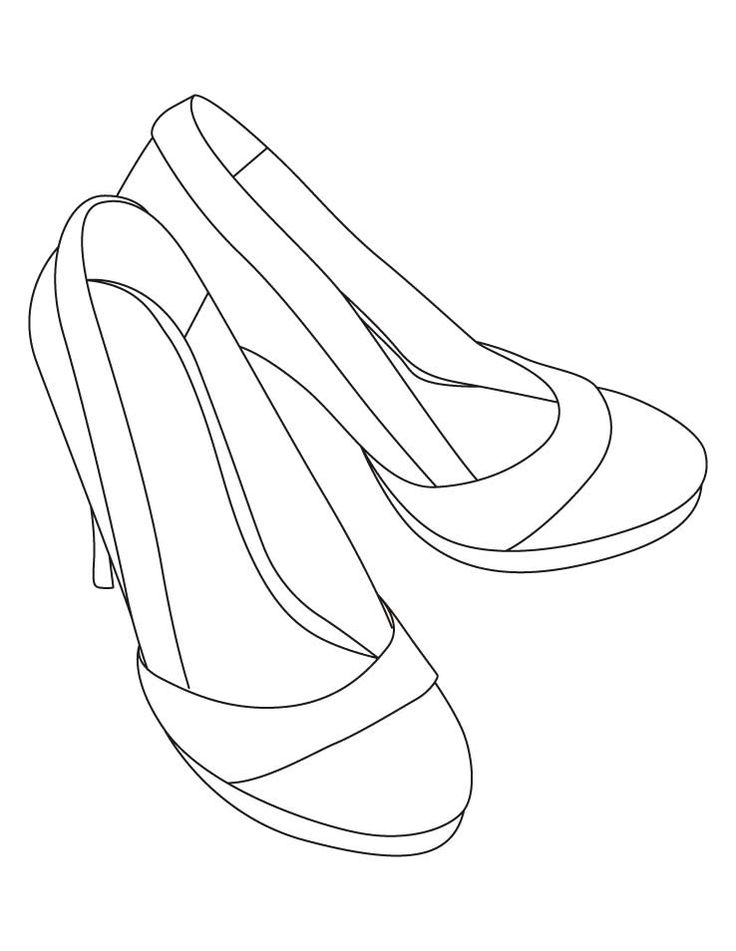 High heel shoes shoe template drawing high heels coloring pages