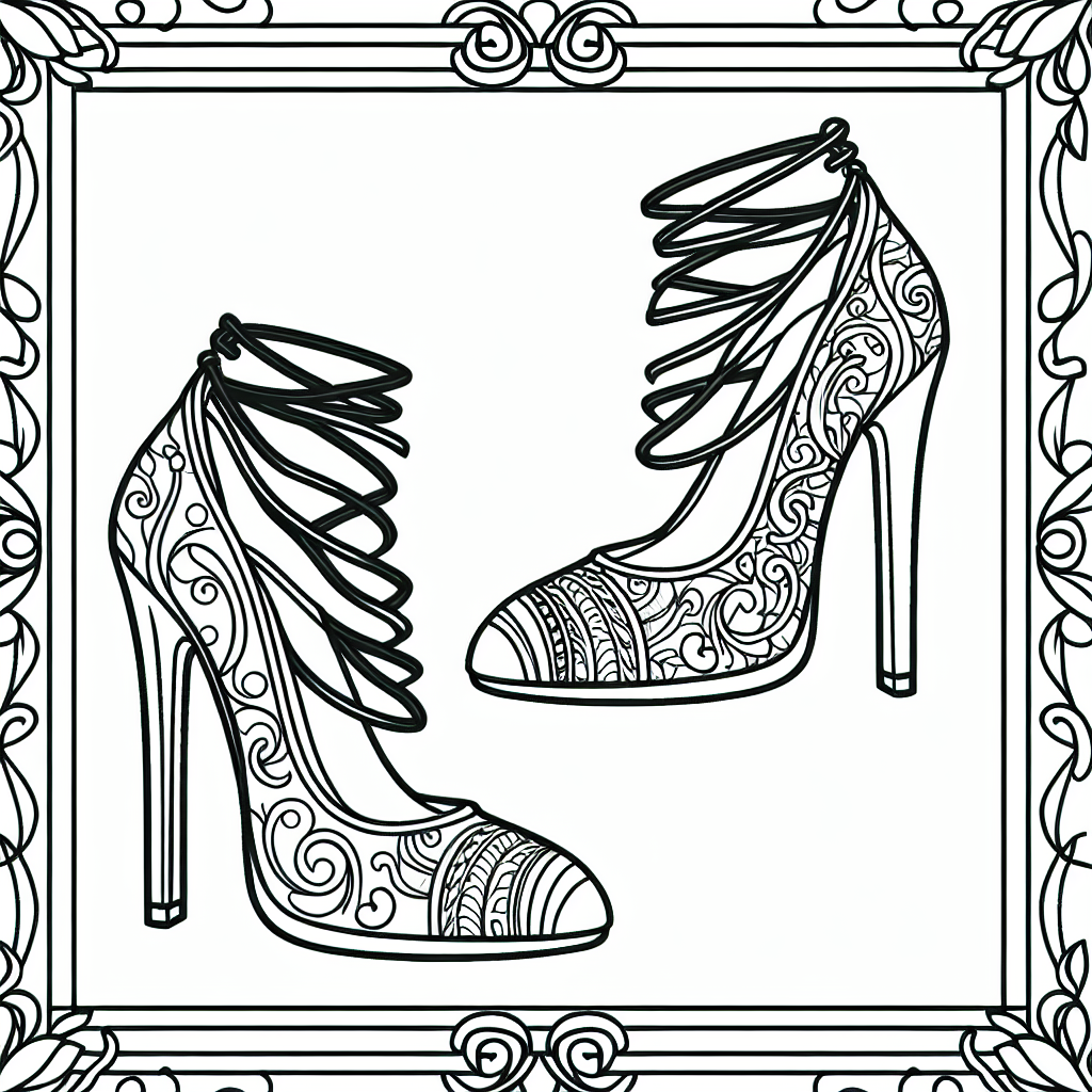 High heel coloring pages